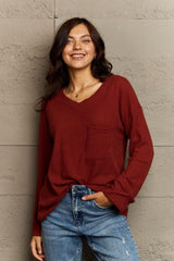 Simple Comfort V-Neck Waffle-Knit Sweatshirt - MXSTUDIO.COM