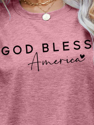 Simple Crew Neck God Bless America T Shirt - MXSTUDIO.COM