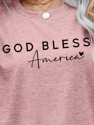 Simple Crew Neck God Bless America T Shirt - MXSTUDIO.COM