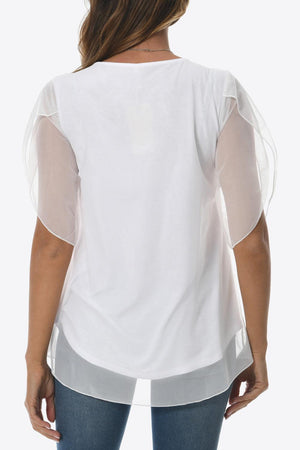 Simple Sophistication Crewneck Mesh Blouse - MXSTUDIO.COM