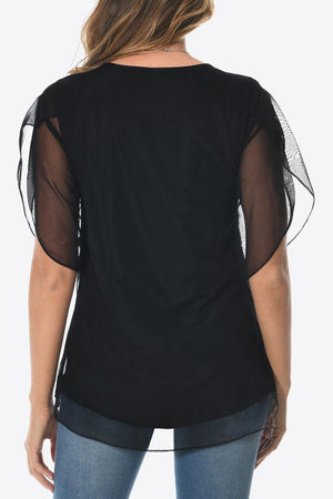 Simple Sophistication Crewneck Mesh Blouse - MXSTUDIO.COM