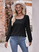 Simply Chic Long Sleeve Eyelet Top - MXSTUDIO.COM