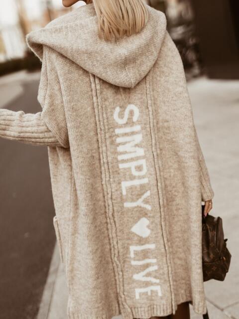 Simply Love Long Cable Knit Hooded Cardigan - MXSTUDIO.COM