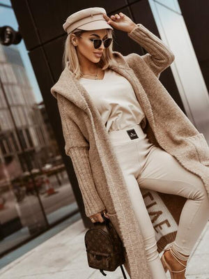 Simply Love Long Cable Knit Hooded Cardigan - MXSTUDIO.COM