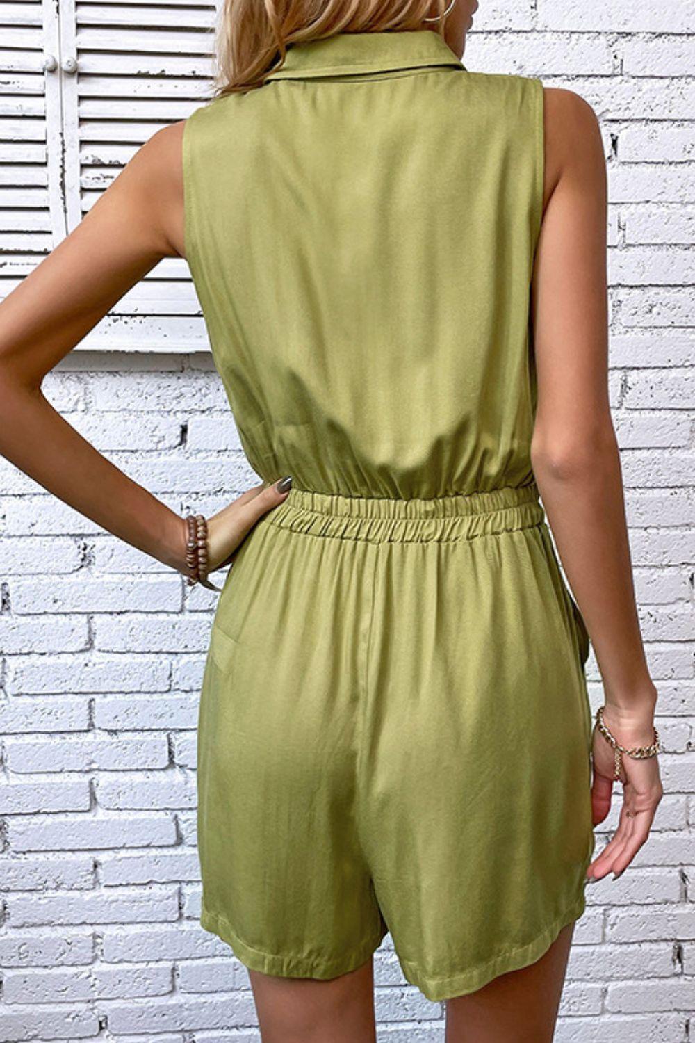 Simply Me Cap Sleeve Collared Romper - MXSTUDIO.COM