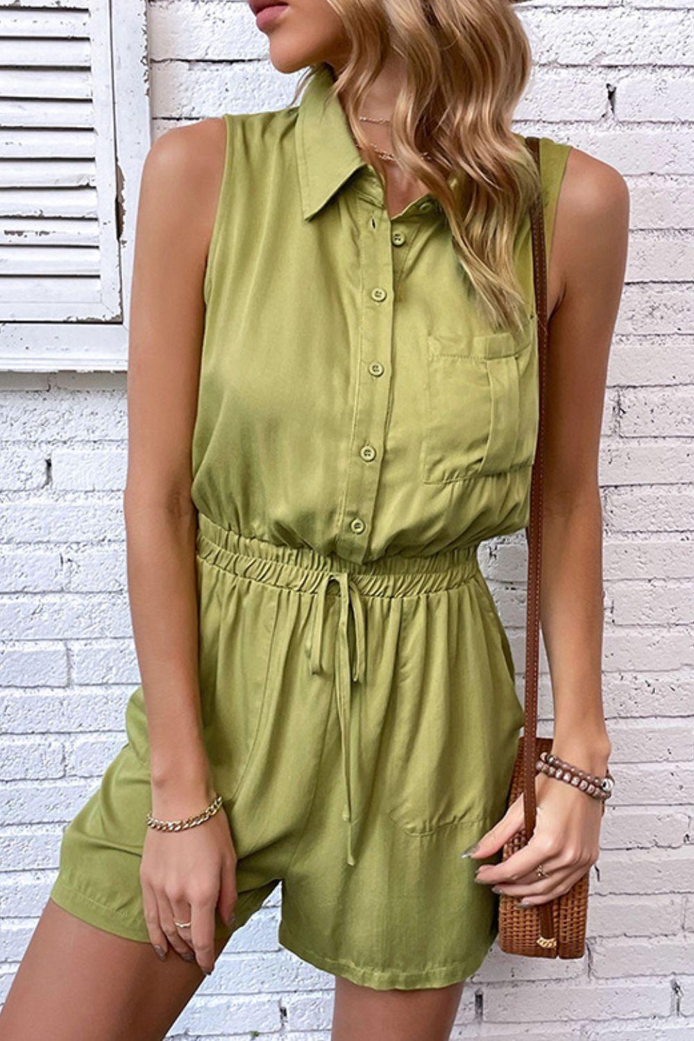 Simply Me Cap Sleeve Collared Romper - MXSTUDIO.COM