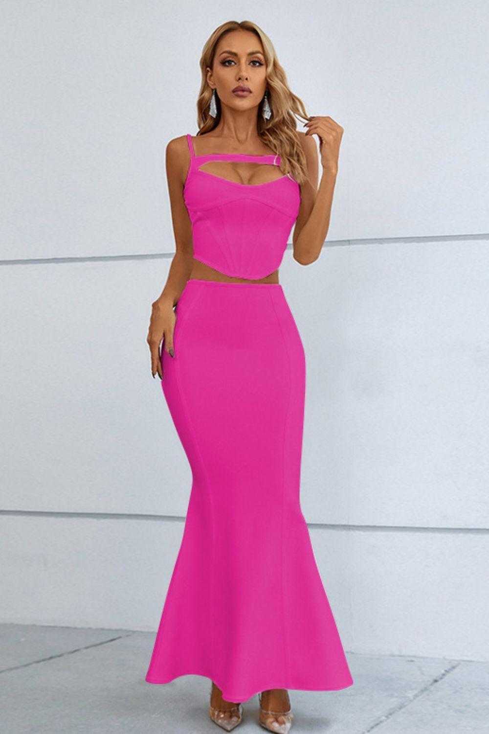 Sizzling Hot Cutout Cami and Fishtail Skirt Set - MXSTUDIO.COM