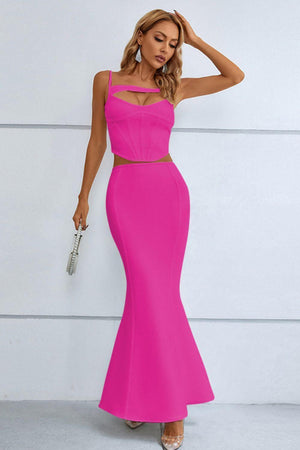 Sizzling Hot Cutout Cami and Fishtail Skirt Set - MXSTUDIO.COM