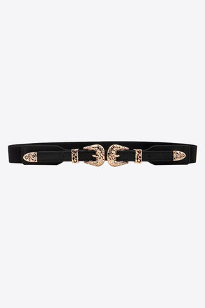 Skinny Elastic Women's Double Buckle Belt - MXSTUDIO.COM