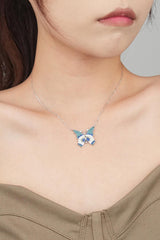 Sky Blue Zircon Butterfly Pendant 925 Sterling Silver Necklace - MXSTUDIO.COM