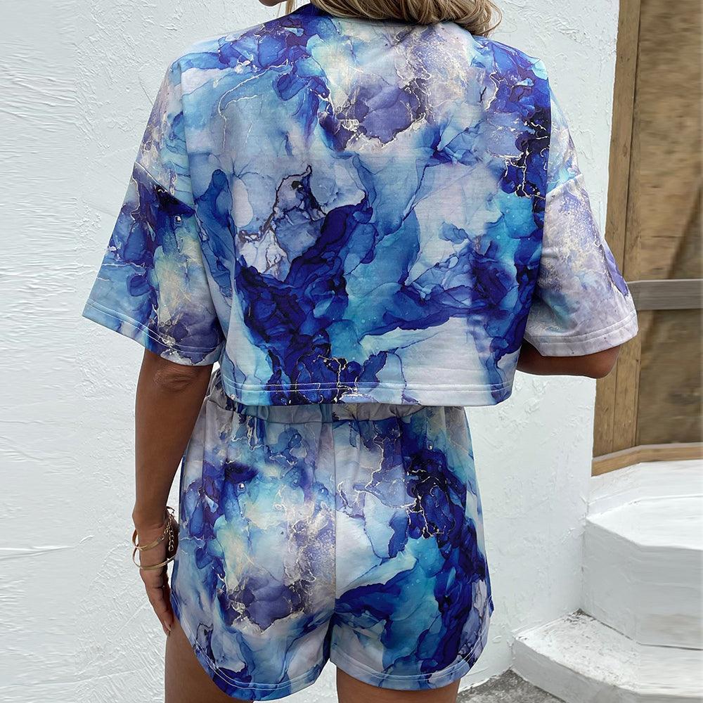 Sky Is the Limit Tie Dye Blue Shorts Set - MXSTUDIO.COM