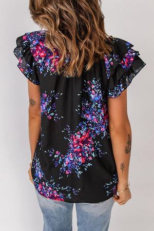 Slay The Day Short Flutter Sleeve Floral Blouse - MXSTUDIO.COM