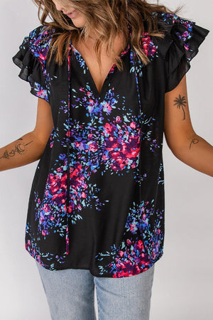 Slay The Day Short Flutter Sleeve Floral Blouse - MXSTUDIO.COM