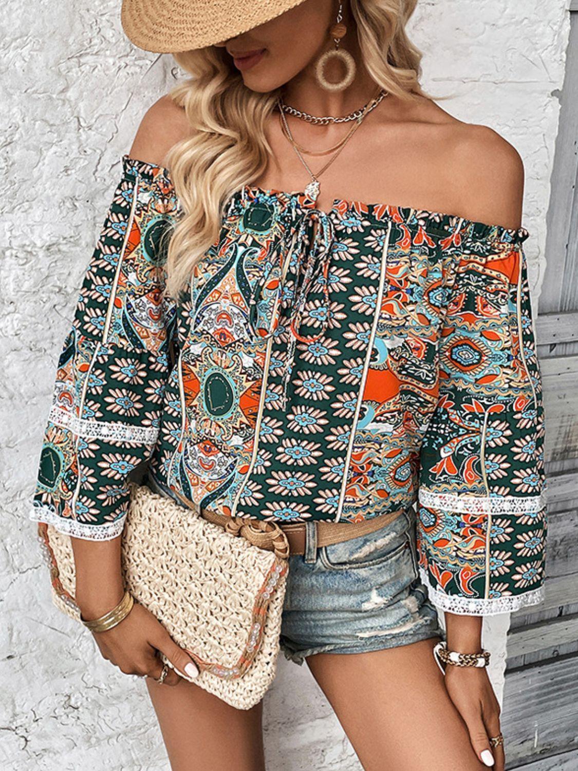 Slaying Summer Flare Sleeve Off Shoulder Top - MXSTUDIO.COM