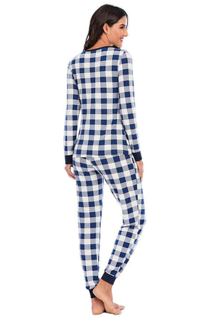 Sleep Tight Plaid Pants And Long Sleeve Top Set - MXSTUDIO.COM