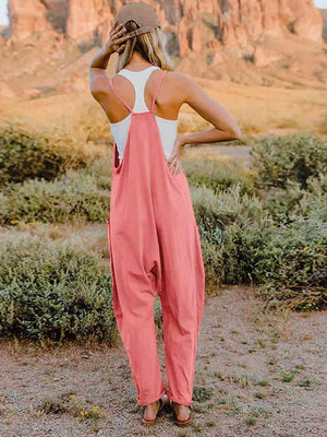 Sleeveless Pocketed V Neck Overalls - MXSTUDIO.COM