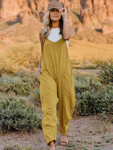 Sleeveless Pocketed V Neck Overalls - MXSTUDIO.COM