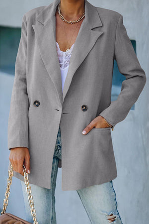 Slight Stretch Blazer - Double-Breasted with Pockets - MXSTUDIO.COM