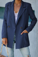 Slight Stretch Blazer - Double-Breasted with Pockets - MXSTUDIO.COM