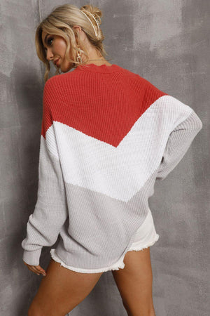 Slow Down Color Block Dolman Sleeve Sweater - MXSTUDIO.COM