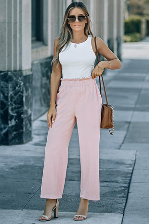 Smart Pink Paperbag Waist Pants - MXSTUDIO.COM