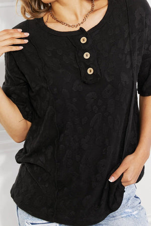 Smile And Be Happy Black Half Sleeve Blouse - MXSTUDIO.COM