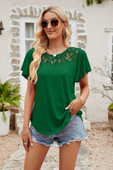 Smile And Breathe Lace Flutter Sleeve Blouse - MXSTUDIO.COM