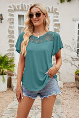 Smile And Breathe Lace Flutter Sleeve Blouse - MXSTUDIO.COM