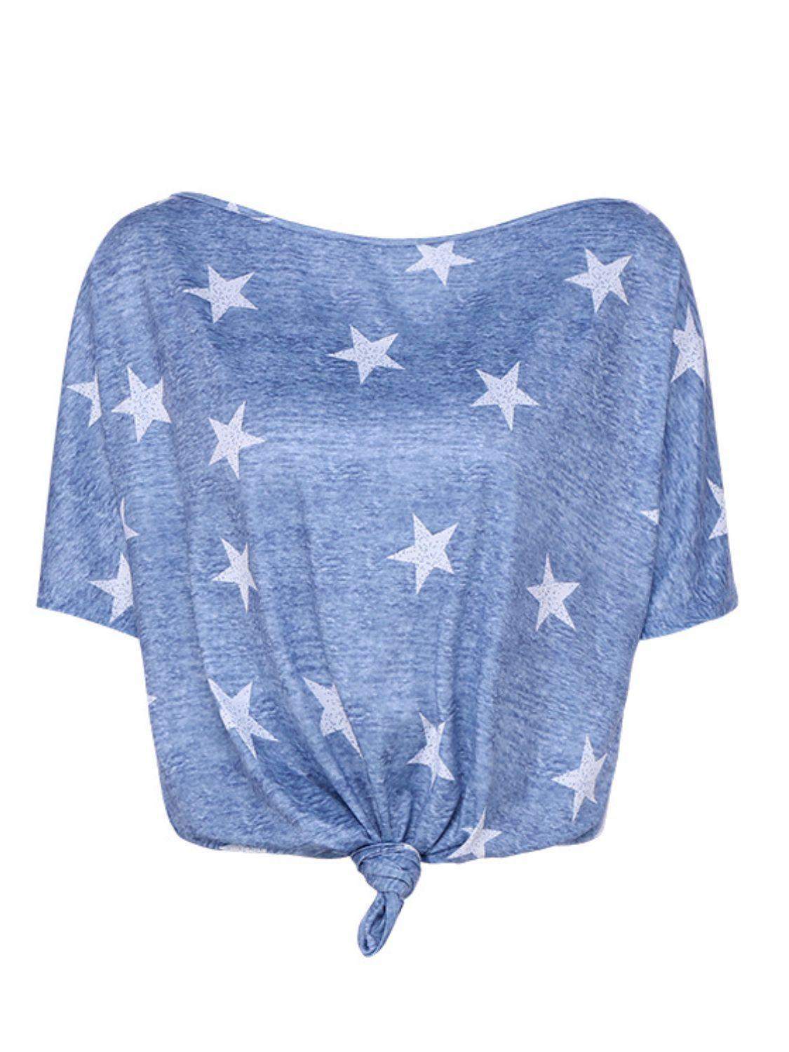 Smile And Shine Blue Stars T Shirt - MXSTUDIO.COM