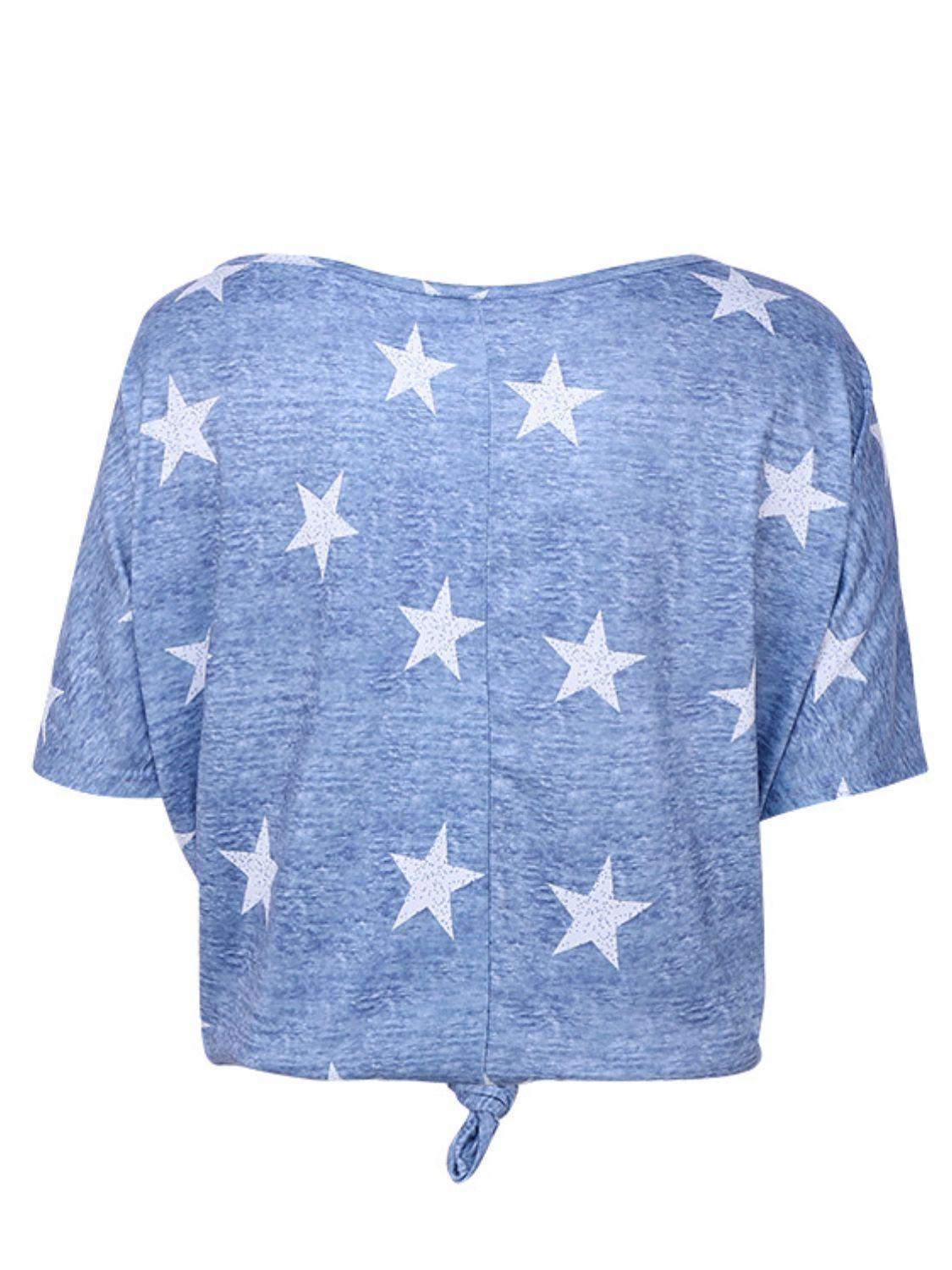 Smile And Shine Blue Stars T Shirt - MXSTUDIO.COM