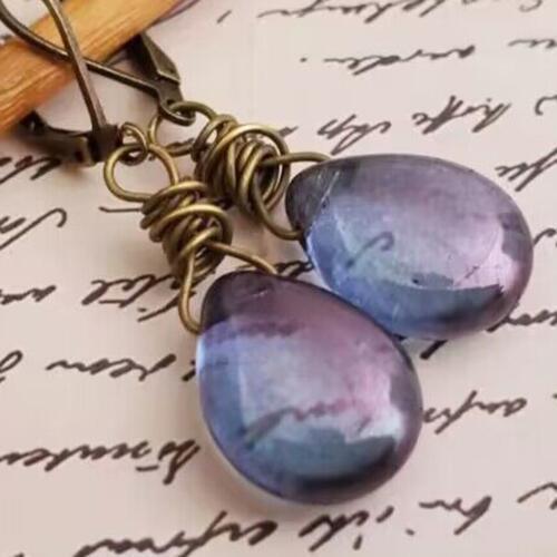 Smile Brightly Alloy Gemstone Drop Earrings-MXSTUDIO.COM