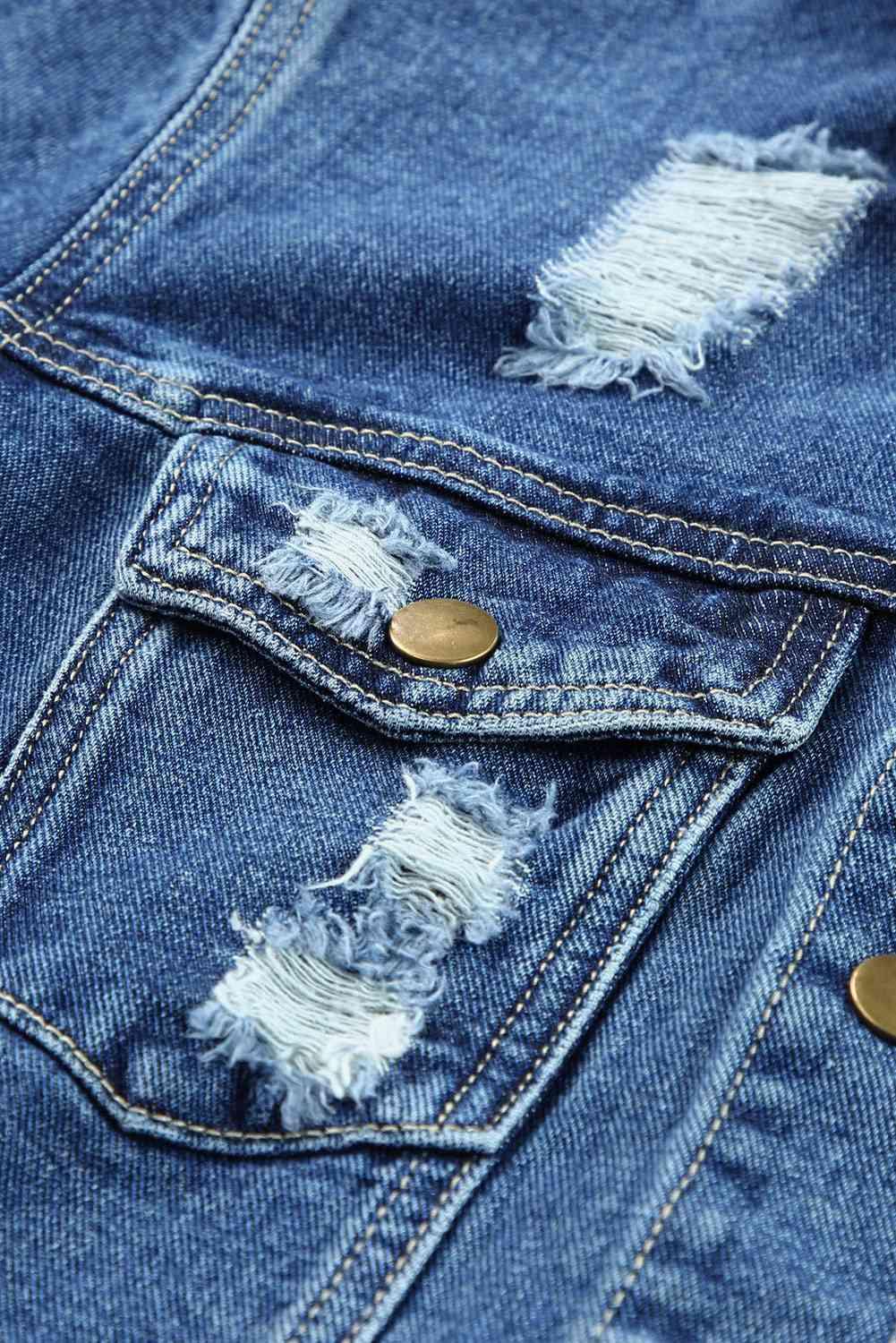 a close up of a pair of ripped jeans