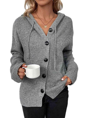 Snug All Day Button Down Hooded Knitted Cardigan-MXSTUDIO.COM