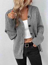 Snug All Day Button Down Hooded Knitted Cardigan-MXSTUDIO.COM