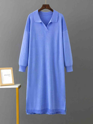 Snug Chic Long Sleeve Midi Sweater Dress-MXSTUDIO.COM