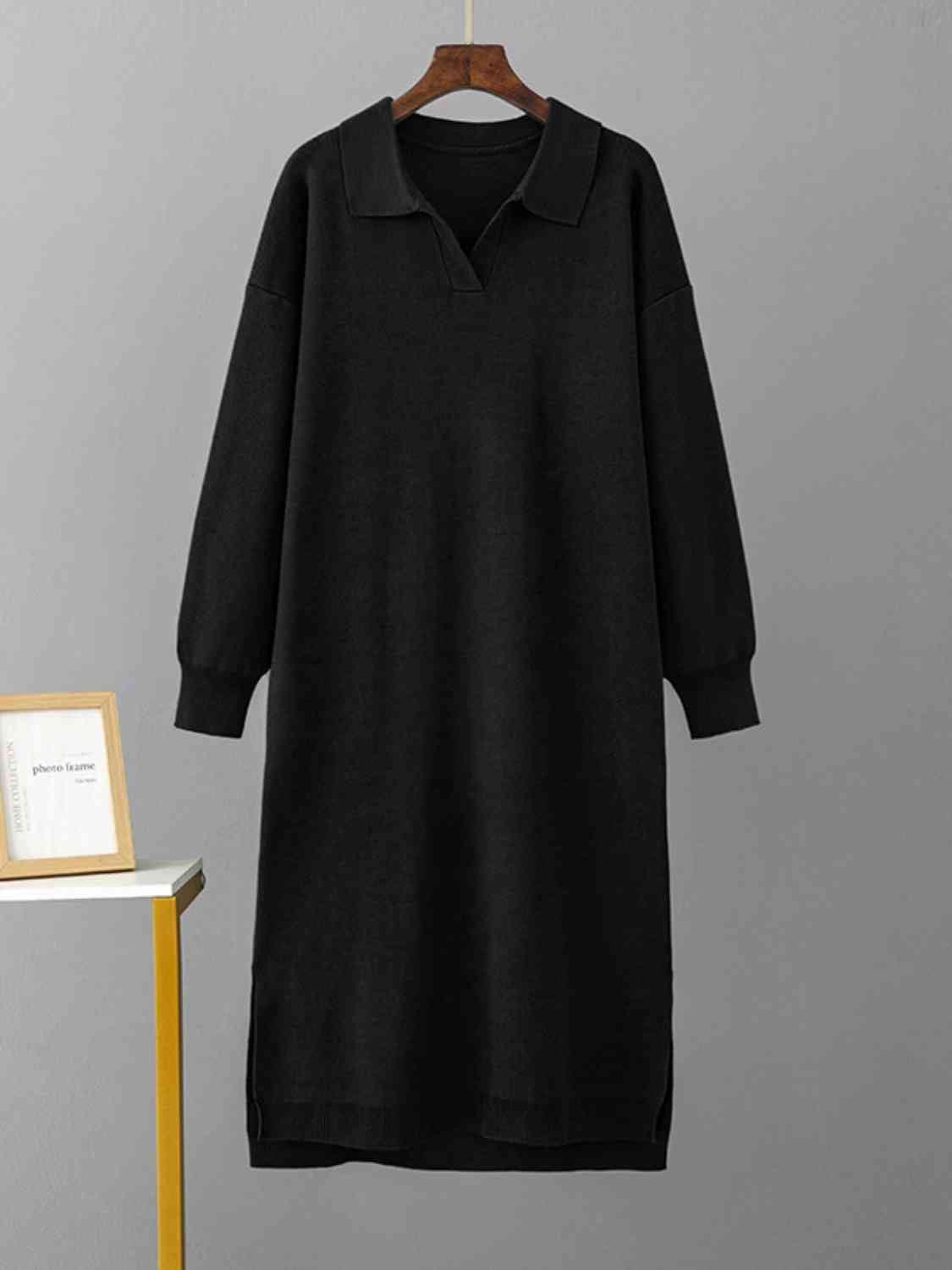 Snug Chic Long Sleeve Midi Sweater Dress-MXSTUDIO.COM