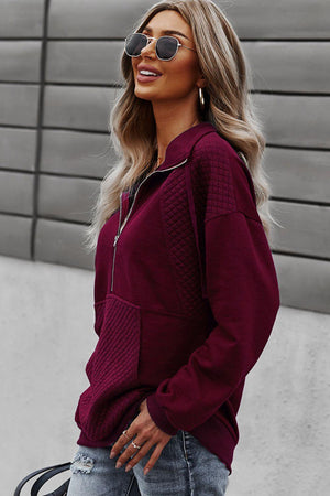 Snug Half-Zip Collared Sweatshirt - MXSTUDIO.COM