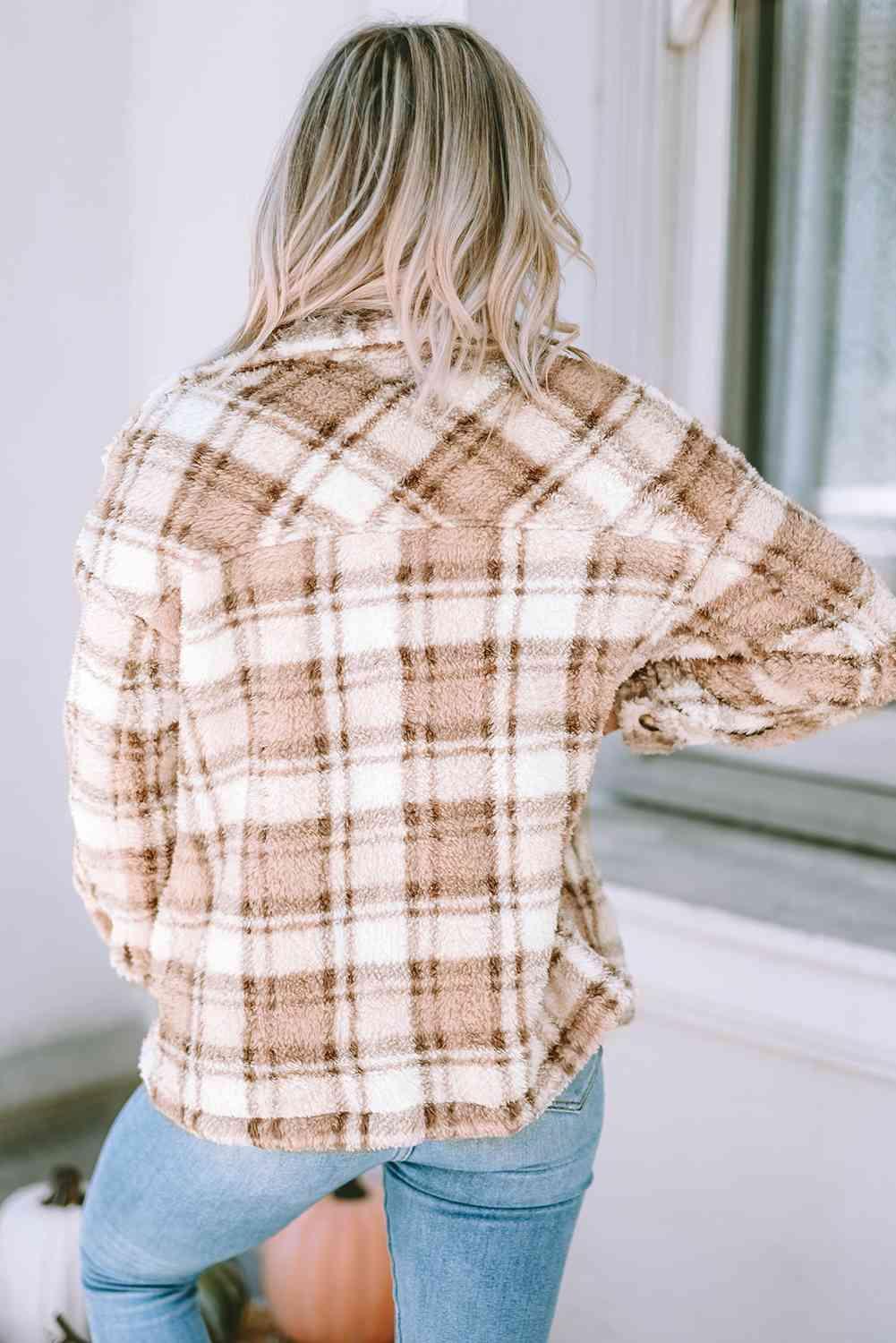 Snug In Style Collared Plaid Jacket - MXSTUDIO.COM