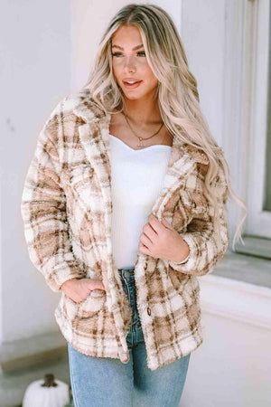 Snug In Style Collared Plaid Jacket - MXSTUDIO.COM