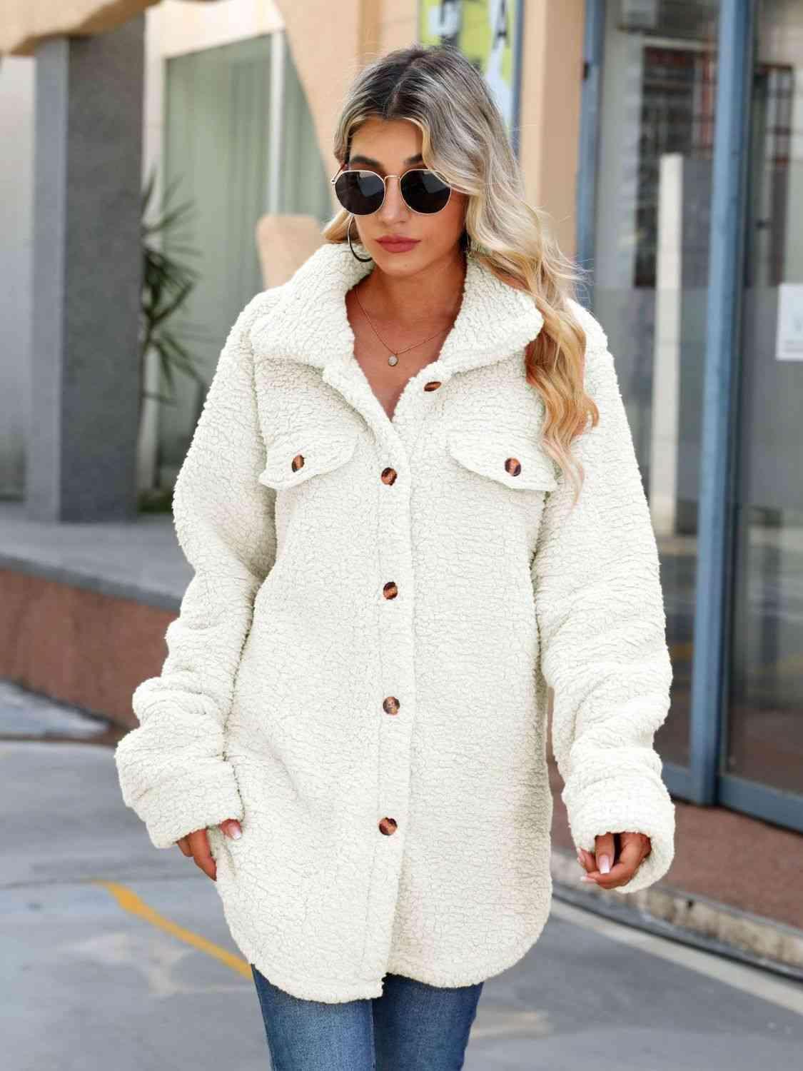 Snuggly Button Down Teddy Winter Coat-MXSTUDIO.COM