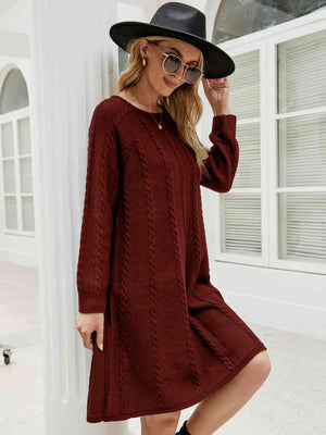 Snuggly Fashionista Cable Knit Sweater Dress - MXSTUDIO.COM