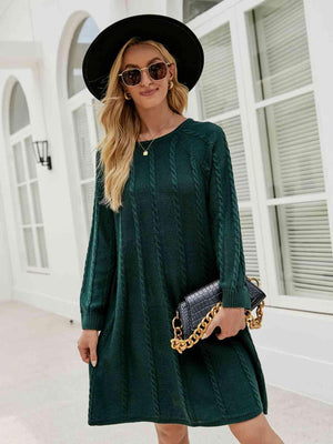 Snuggly Fashionista Cable Knit Sweater Dress - MXSTUDIO.COM