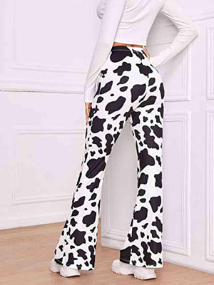 Sociable High Waist Stretch Cow Print Pants - MXSTUDIO.COM