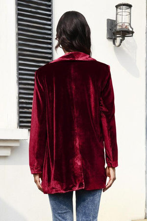 Soft And Comfy Buttoned Velvet Blazer-MXSTUDIO.COM