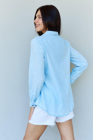 Softness And Peace Light Blue Button Down Shirt - MXSTUDIO.COM