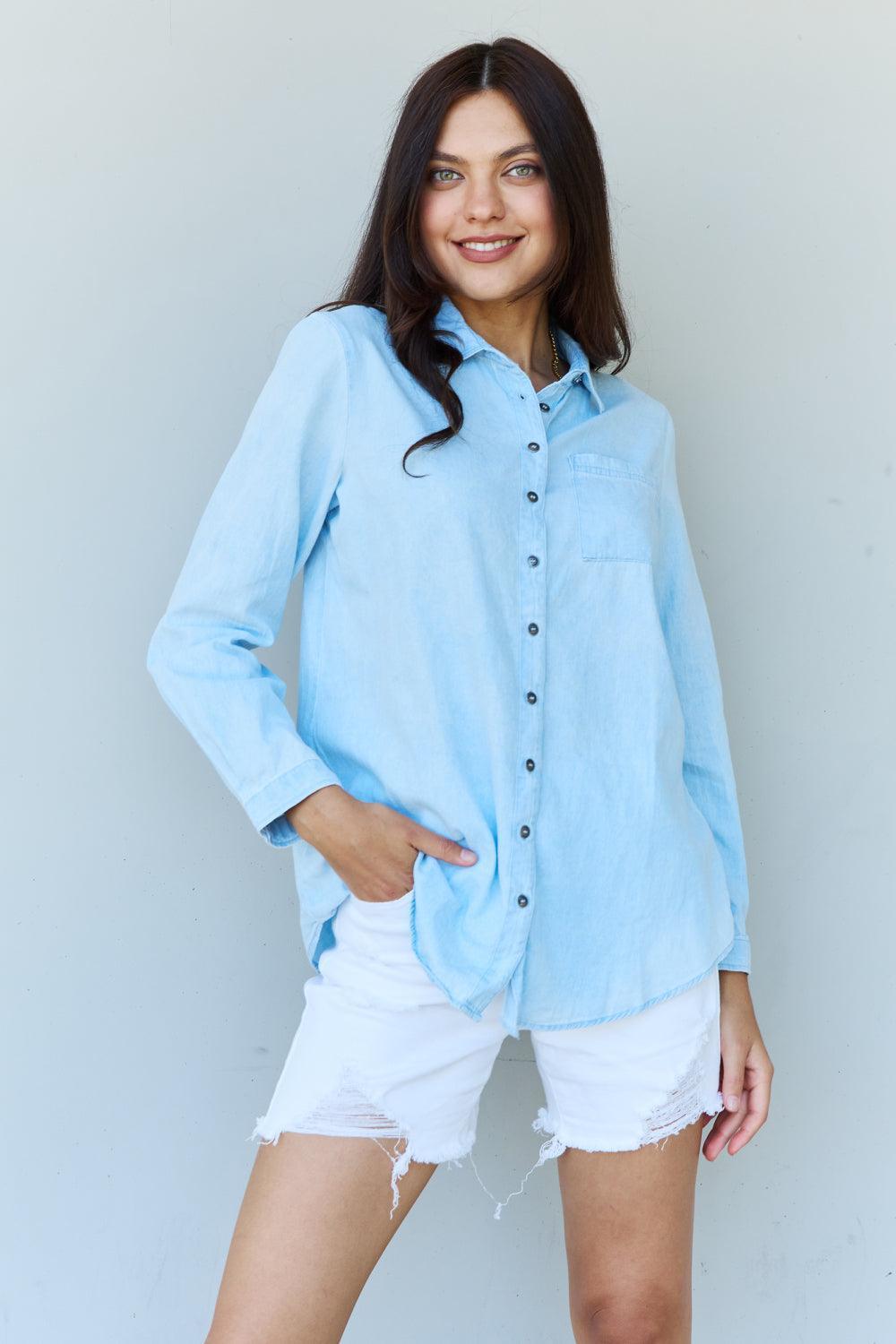 Softness And Peace Light Blue Button Down Shirt - MXSTUDIO.COM