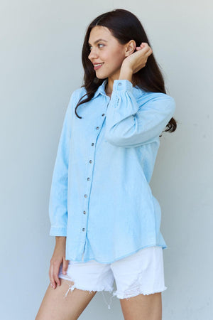 Softness And Peace Light Blue Button Down Shirt - MXSTUDIO.COM