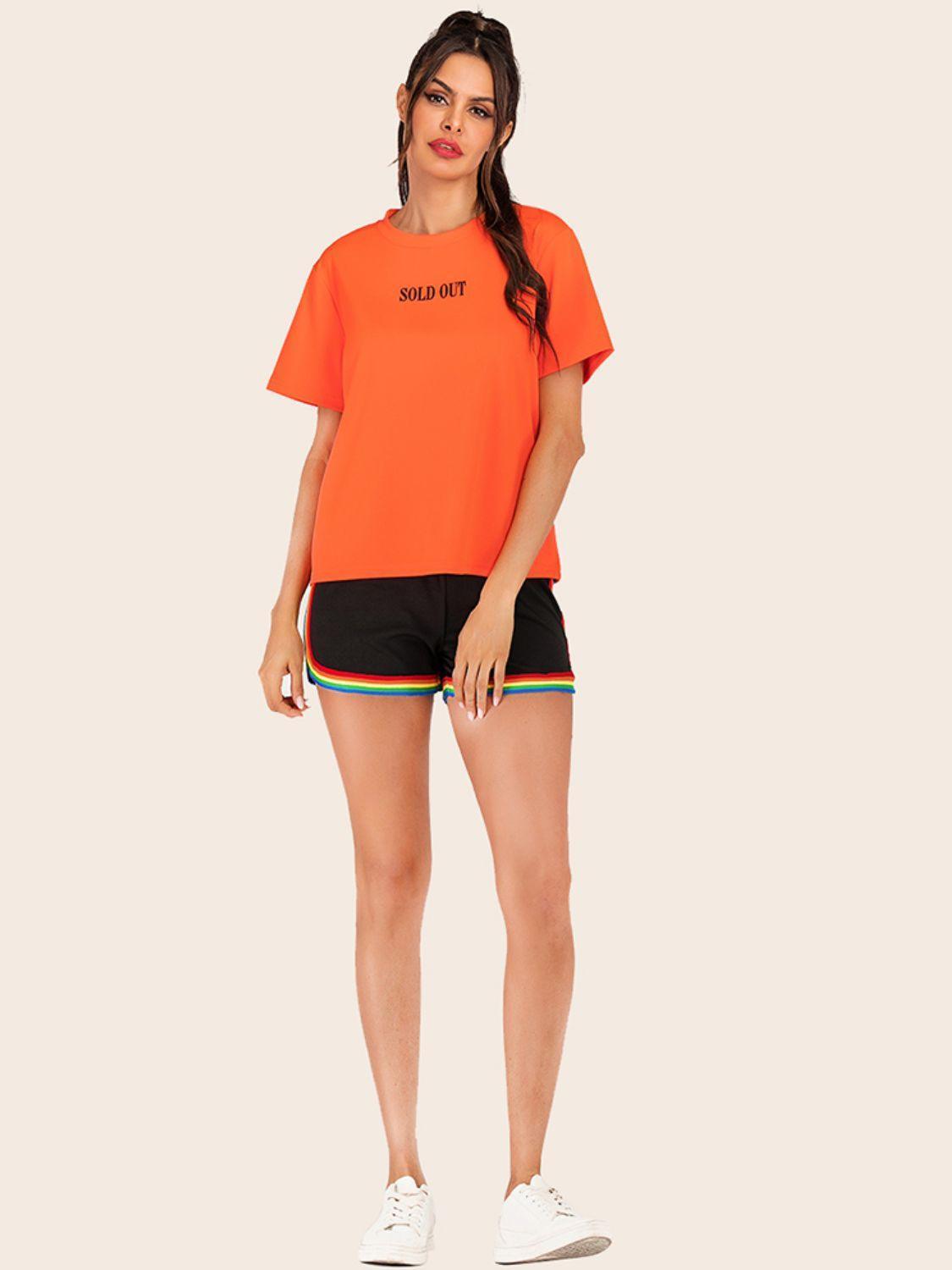 Sold Out Short Sleeve Orange Graphic Tee - MXSTUDIO.COM