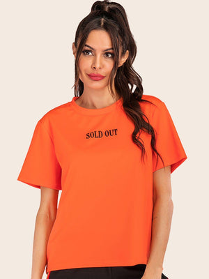 Sold Out Short Sleeve Orange Graphic Tee - MXSTUDIO.COM