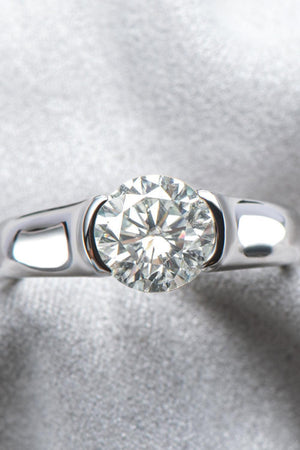 Solitaire Round Cut 2 Carat Moissanite Platinum-Plated Ring - MXSTUDIO.COM